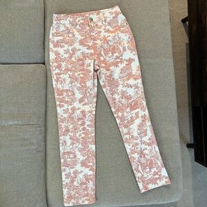 Elie Tahari Pink and White Straight Leg Jeans